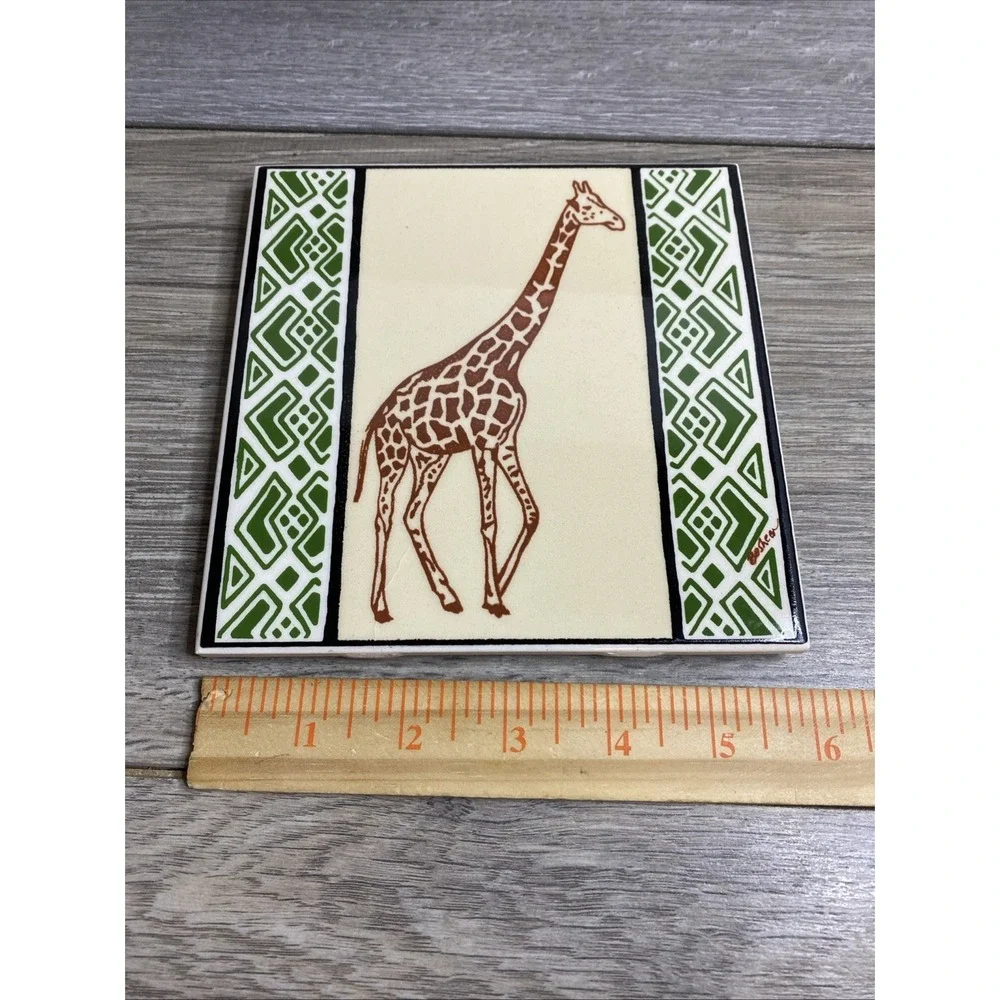 Vintage Besheer Art Tile Giraffe USA 6'x6'